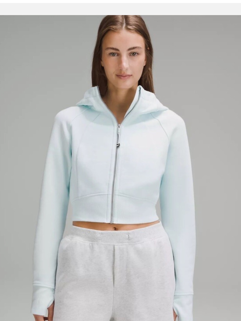 Lululemon Scuba Full-Zip Cropped Hoodie Sheer Blue